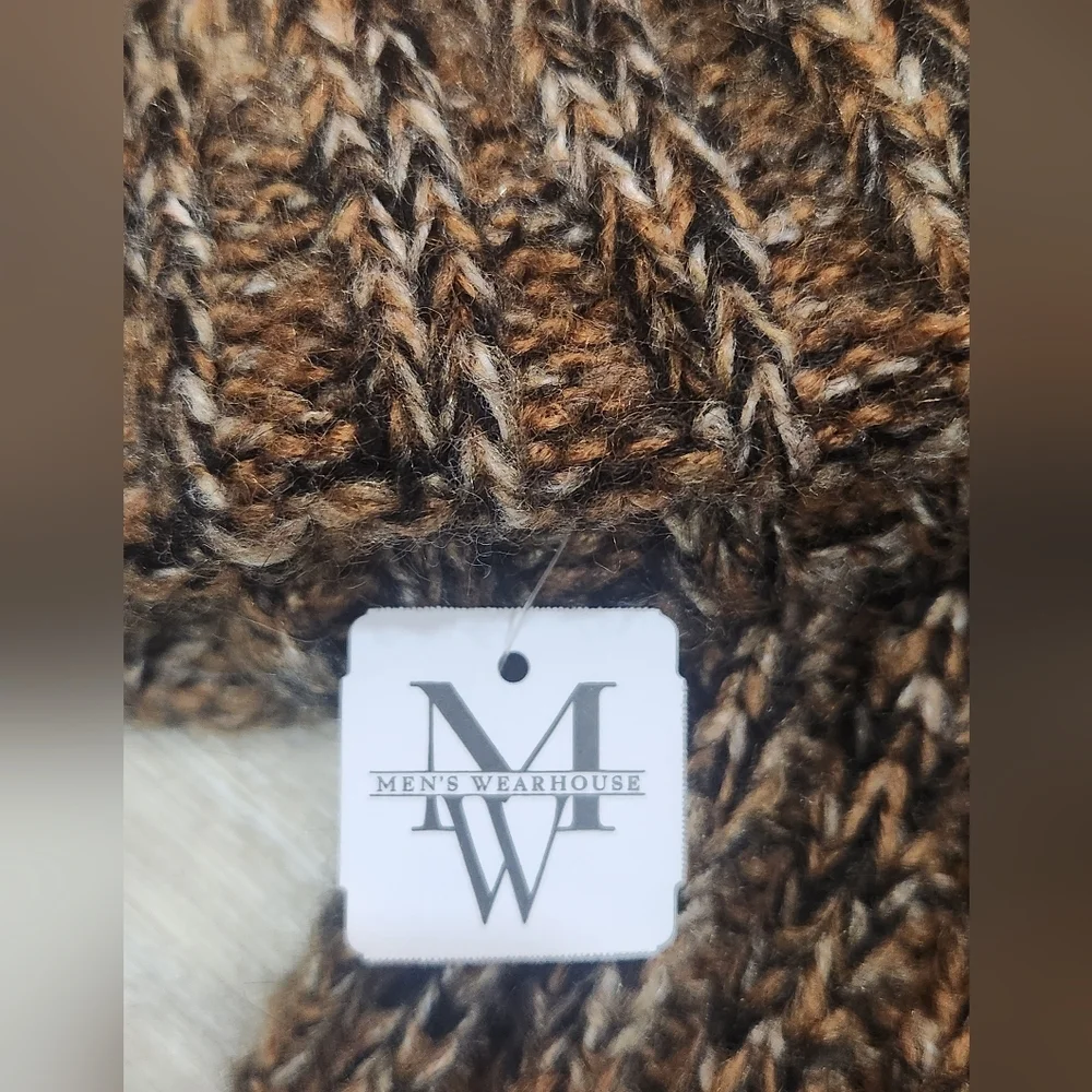 Mens Wearhouse Brown Wool Blend Beanie And Scarf Set One Size - Picture 5 of 7